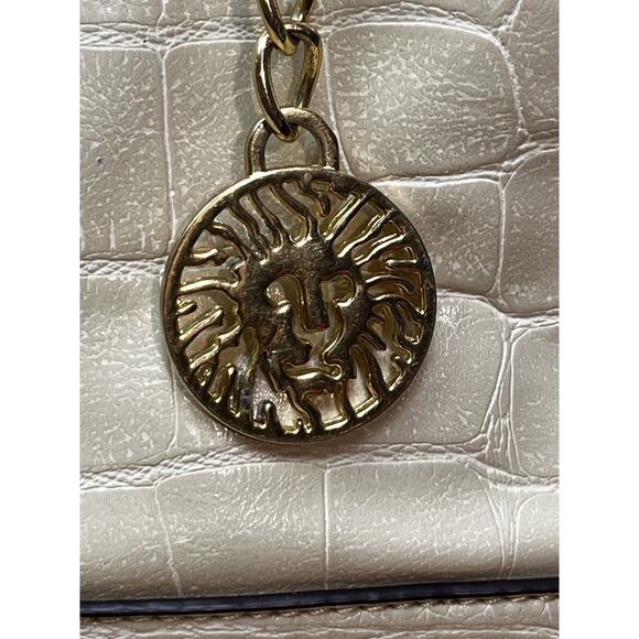 Anne Klein Coast Is Clear Purse Shoulderbag Tote Handbag Tan Cream Gold Chain - Picture 7 of 12